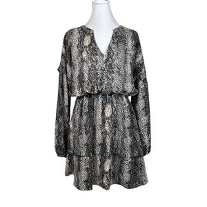 Peach Love Black and Gray Snake Print Dress
